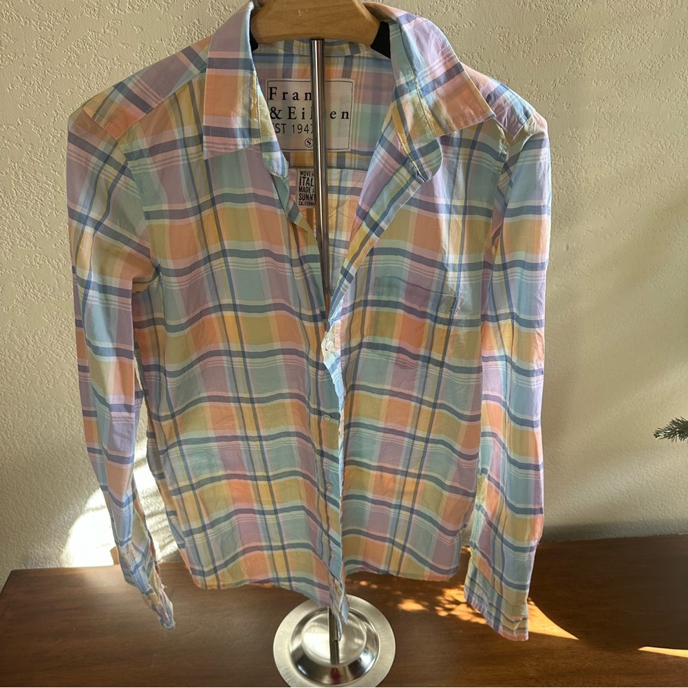 Frank & Eileen Pastel Plaid Preppy Button Down Shirt Size S 100% cotton - Picture 3 of 6